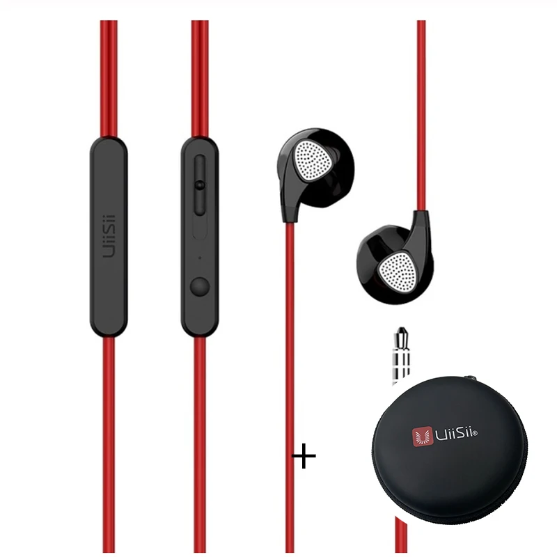 U1 Red And Box Uiisii U1 наушники-вкладыши музыкальный плеер наушники проводной микрофон с сабвуфером спортивные музыкальные Игровые наушники для IOS и Android - Цвет: U1 Red And Box