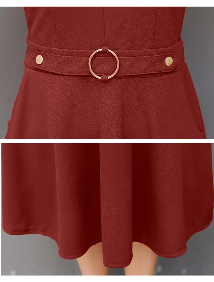 

Spring Autumn Dresses 2020 New Women's Long Sleeve Korean Fashion Slim Dresses Mid-length Thin V-neck Base Dress Feminina L845