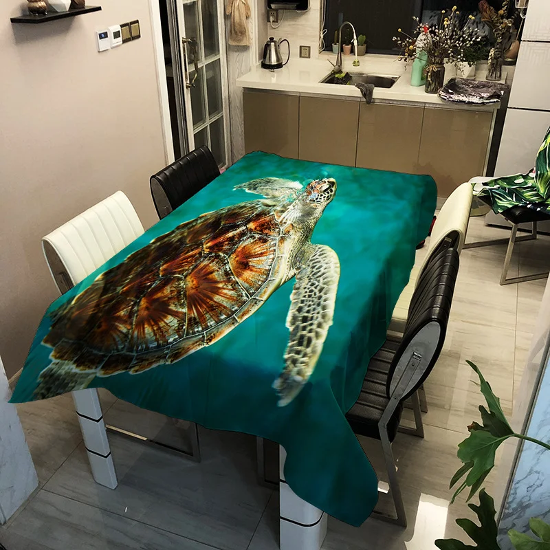 

Printed color turtle picture washable decorative household waterproof tablecloth