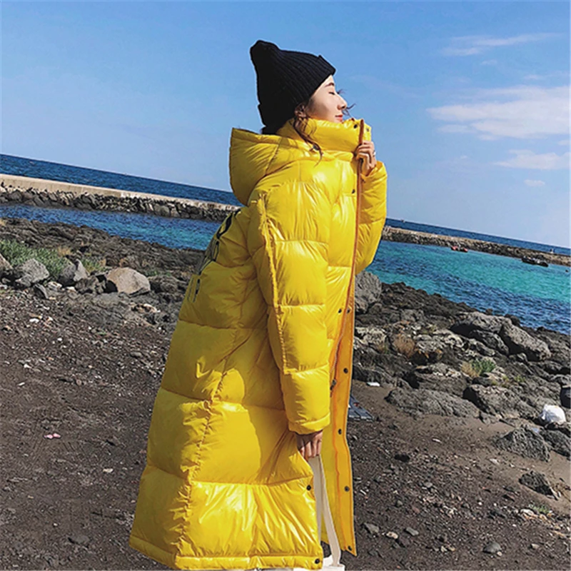 Длинная куртка из яркого хлопка Женская 2019 зимняя модная новая одежда для хлеба