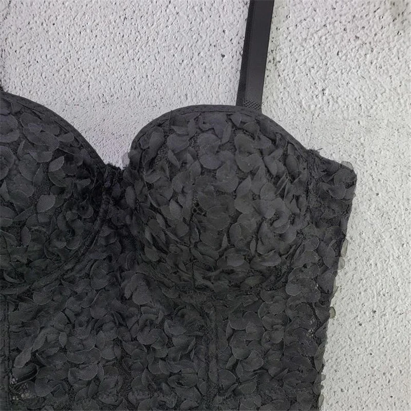 

3D Flower Lace Solid Color Camisole Top Women's Spring Summer New Cute Underwired Underwear Sexy Backless Slim Tank Tops Y1149