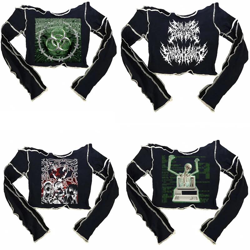 Рубашка y2k в эстетике винтажная рубашка стиле Харадзюку милая Готическая уличная