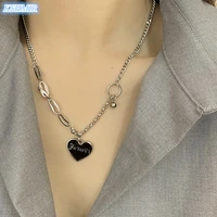temperament black love letter necklace female ins simple chain splicing collarbone chain 2021 new choker chain wholesale