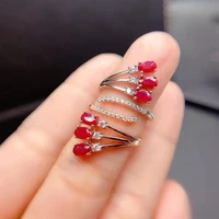 fashion silver gemstone ring 3mm5mm natural ruby ring for party solid 925 silver ruby jewelry