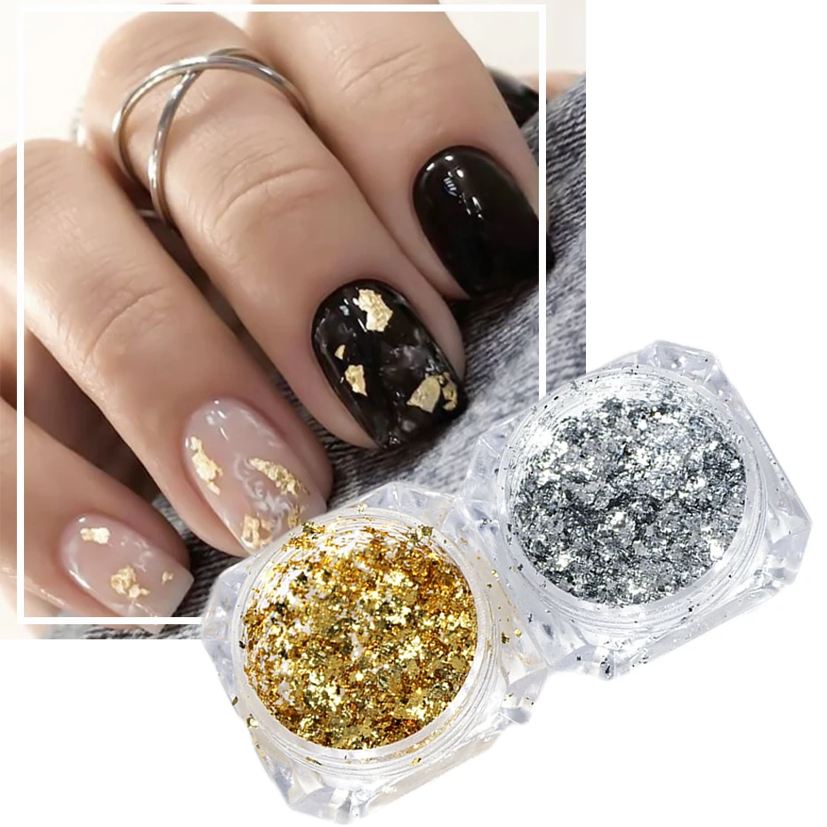 1 шт Платина Блестящий Порошок для ногтей Золотой Серебряный голографический