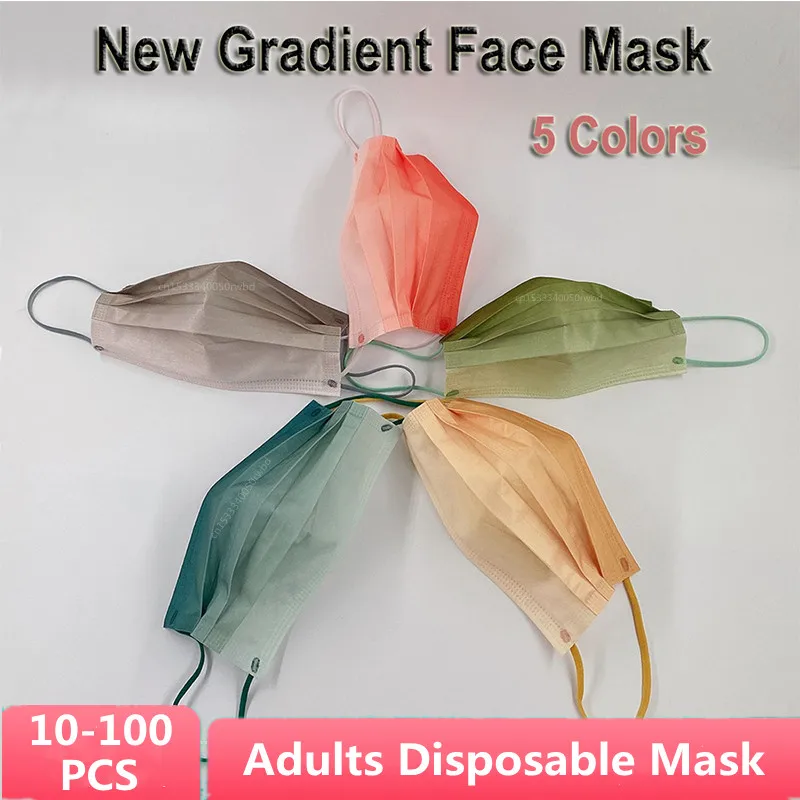 

5 Color Morandi Colored Adult Disposable Mask 3-ply Non-woven Mascarillas Protective Face Shield Disposable Face Mask 50/100 pcs