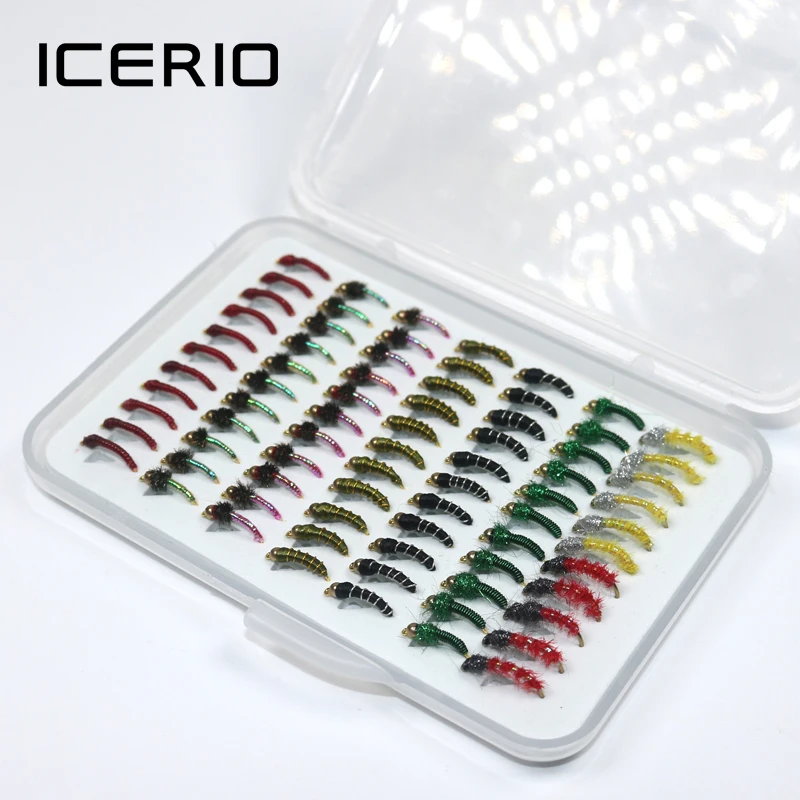 ICERIO Nymph Fly 77 шт. рыболовные приманки с бусинами крючки в виде мухи для ловли форели