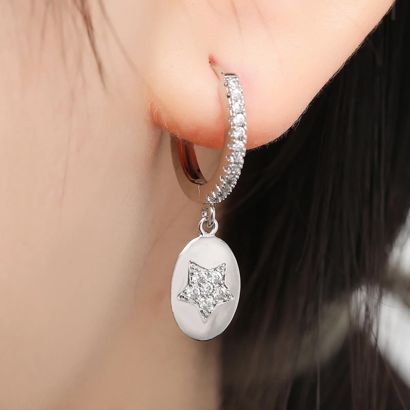 Модные маленькие овальные серьги кольца золотого и серебряного цвета с фианитом