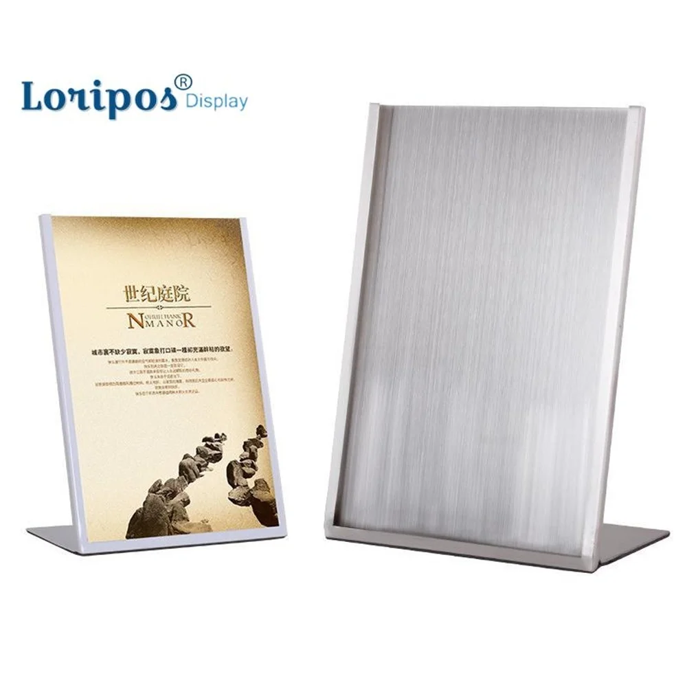 Photo Frame Metal Corners A4 Promotional Menu Display Table Sign Rack Desktop Poster Stand Restaurant Holder | Дом и сад