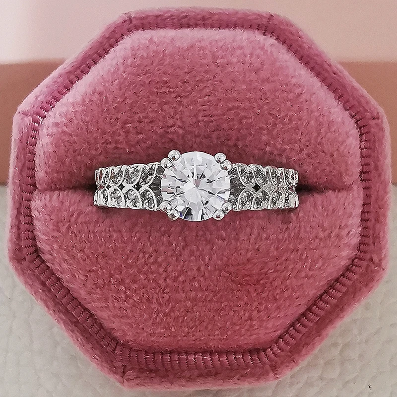 Роскошное серебряное обручальное кольцо с галогенным рисунком 2021 для женщин