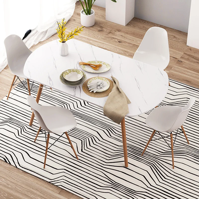 

European solid wood dining table, simple, household, marble, rectangular, practical