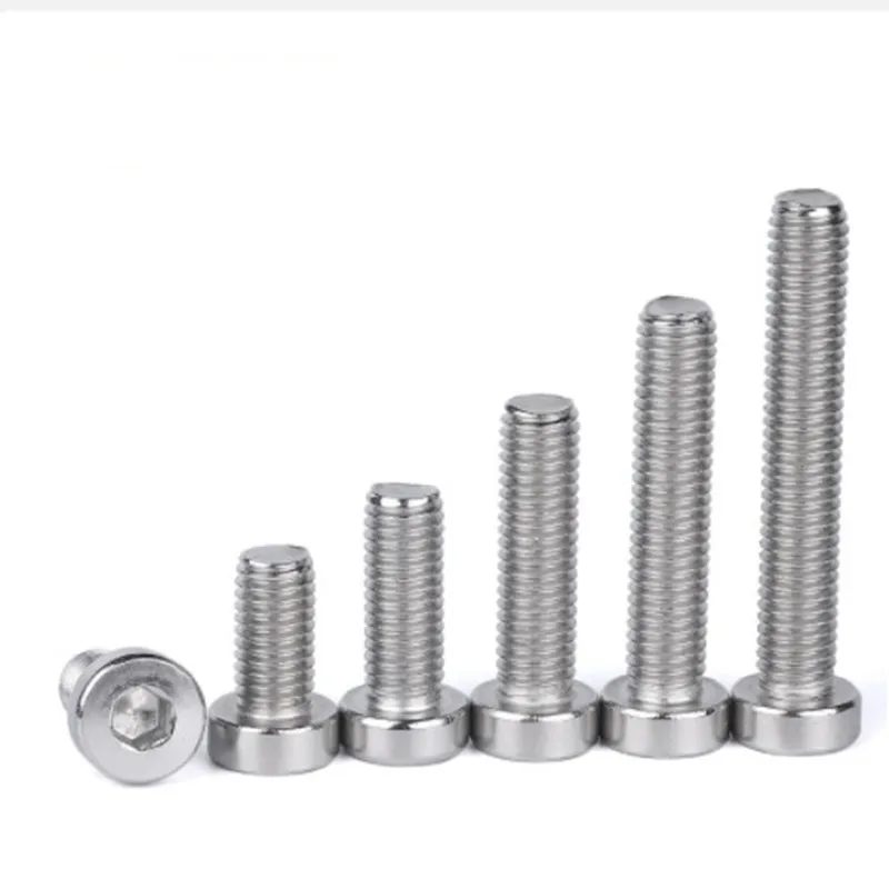

5-50PCS 304ss Din7984 M3 M4 M5 M6 M8 M10 Hexagon Socket Thin Low Short Head Cap Screw