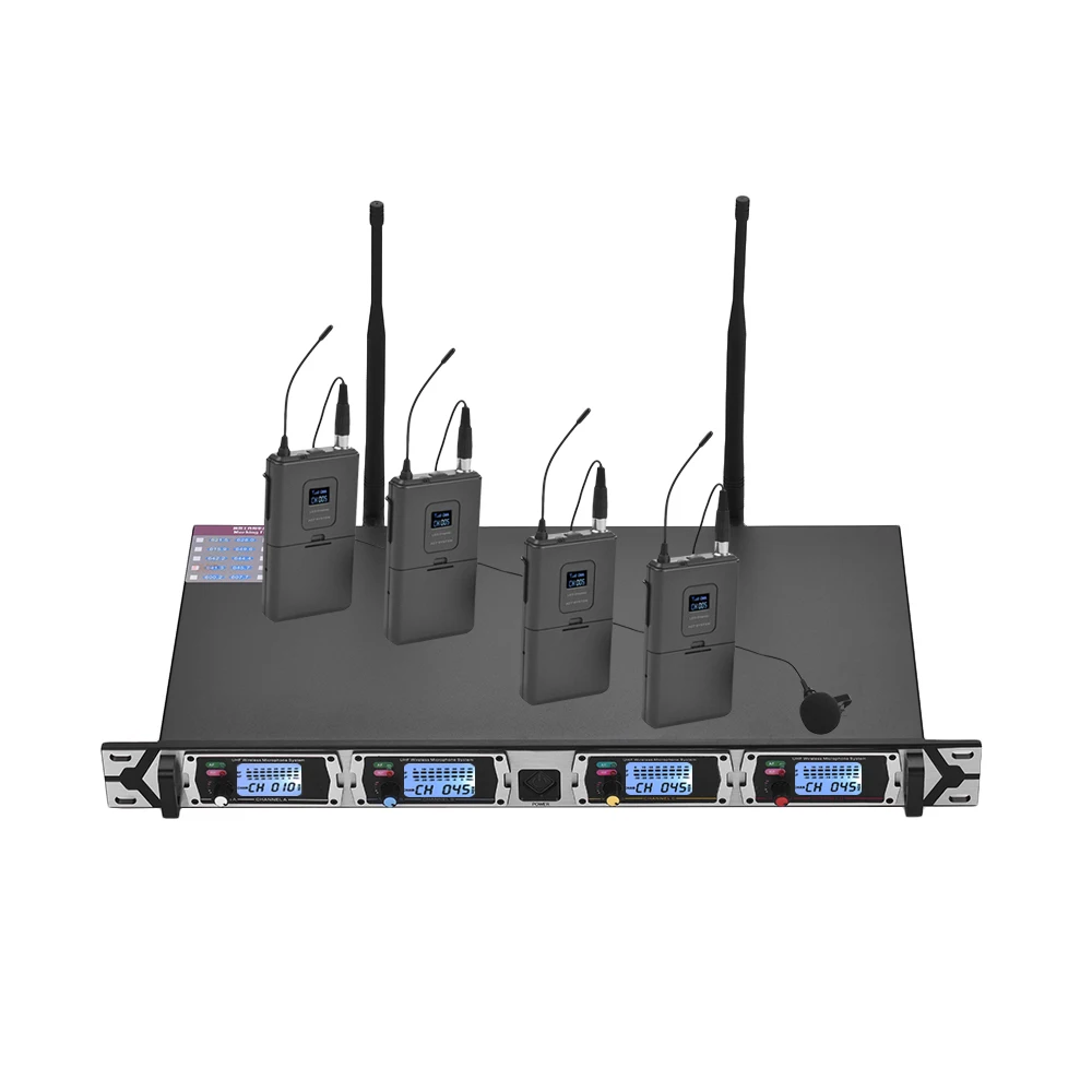 Muslady D4 1 Профессиональный 4 канал частоты UHF Беспроводной микрофон Системы