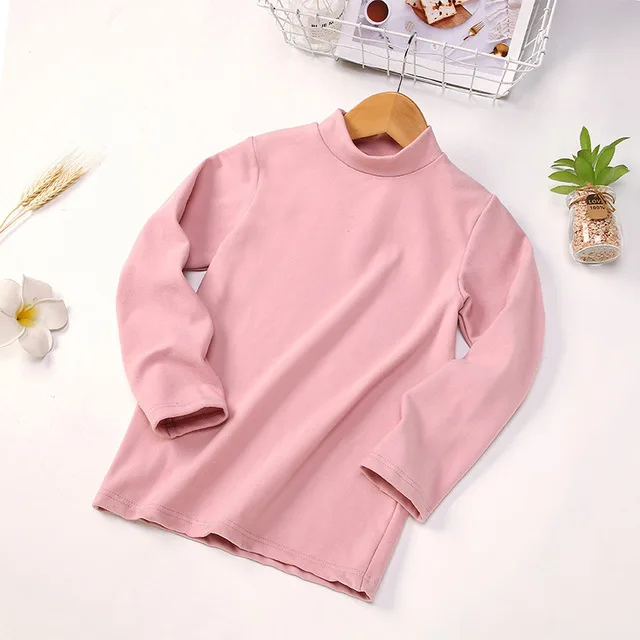 thick pink Коллекция года, зимние детские рубашки утепленная детская футболка высокие зауженные рубашки для девочек, теплая детская блузка для подростков термобелье - Цвет: thick pink