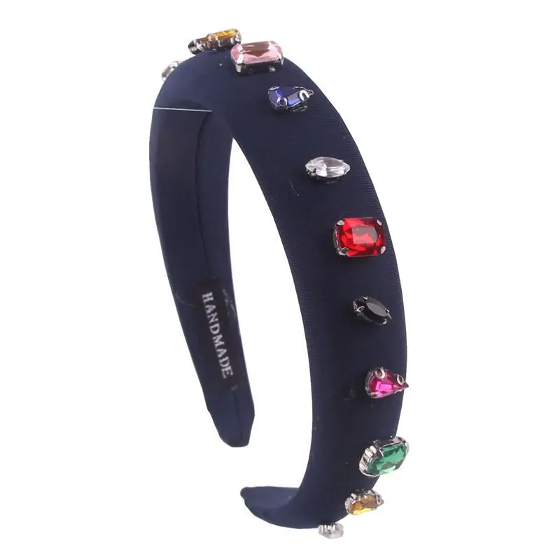 Новейшая широкая повязка для волос с инкрустацией разных цветов крупным зерном