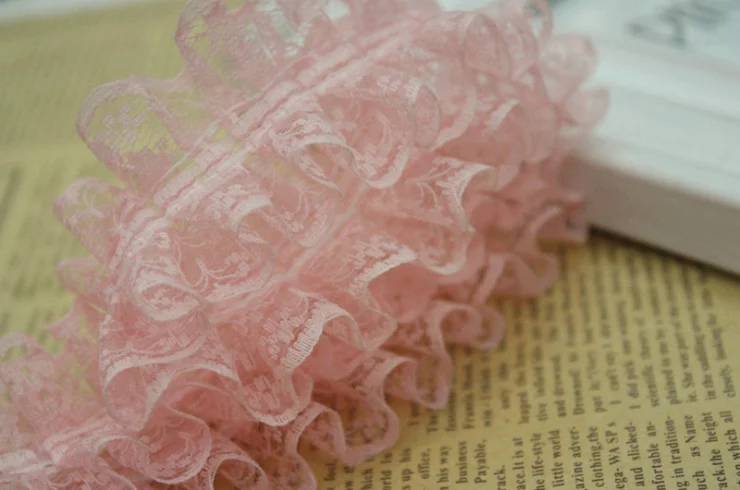 30 ярдов 4 5 см шифон плиссированная отделка оборки кружева лента DIY для свадебного