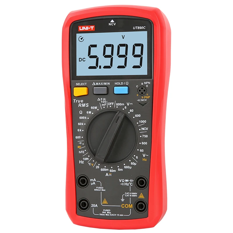 UNI-T UT890C Цифровой мультиметр True RMS цифровой мультиметр AC DC Частота емкость температура тестер