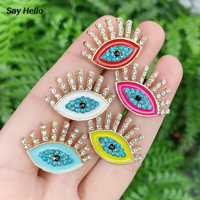 

SAY HELLO New Crystals inlaid Evil Eye Stud Earrings for Women Small Dripping Oil Colorful Ear Studs Jewelry серьги E0220