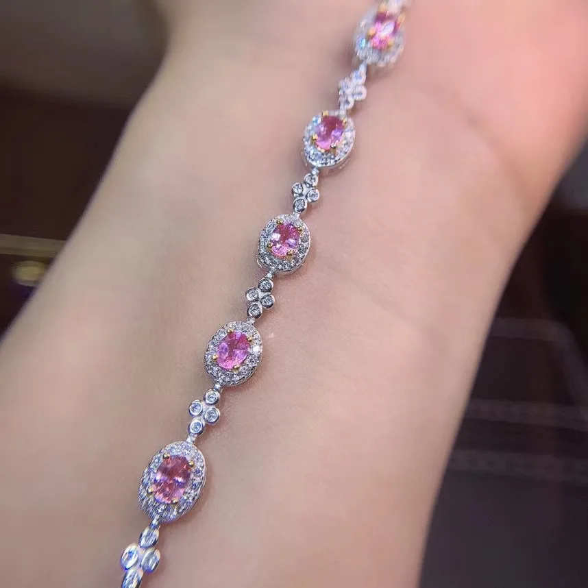 Браслет из серебра 100% пробы настоящий натуральный сапфир с натуральным сапфиром