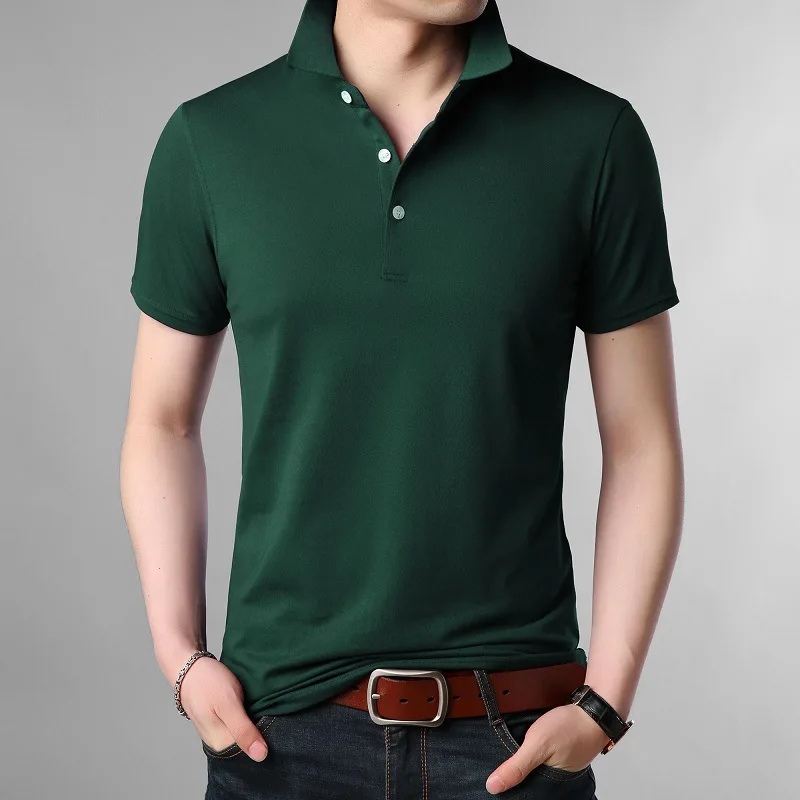 

Hot Sale New Arrival Summer T-shirt Men Short Sleeve Slim Tshirts Turn-down Collar Tee Shirt Mens Polos
