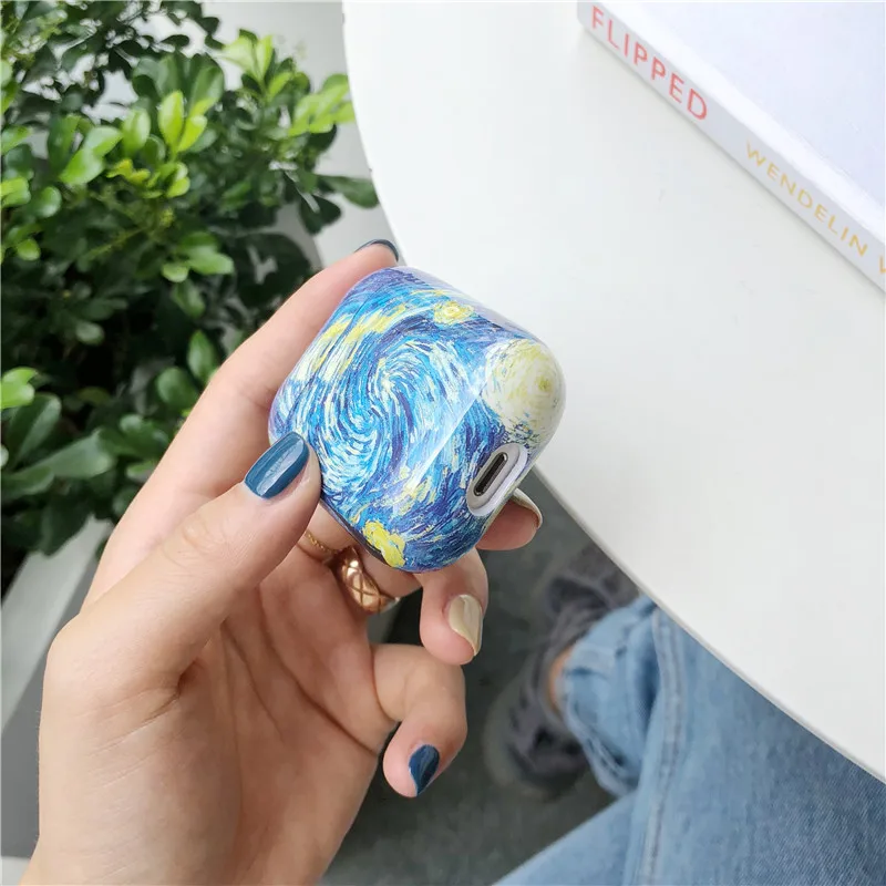 Жесткий чехол Art Van Gogh Painting для Airpods 1 2 противоударный зарядки ПК Pro Fundas|Аксессуары