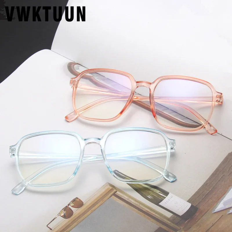 

VWKTUUN Square Eyeglasses Frame Female Eye Glasses Frame Women Men Vintage Optical Glasses Frames Anti Blue Light Fake Glasses