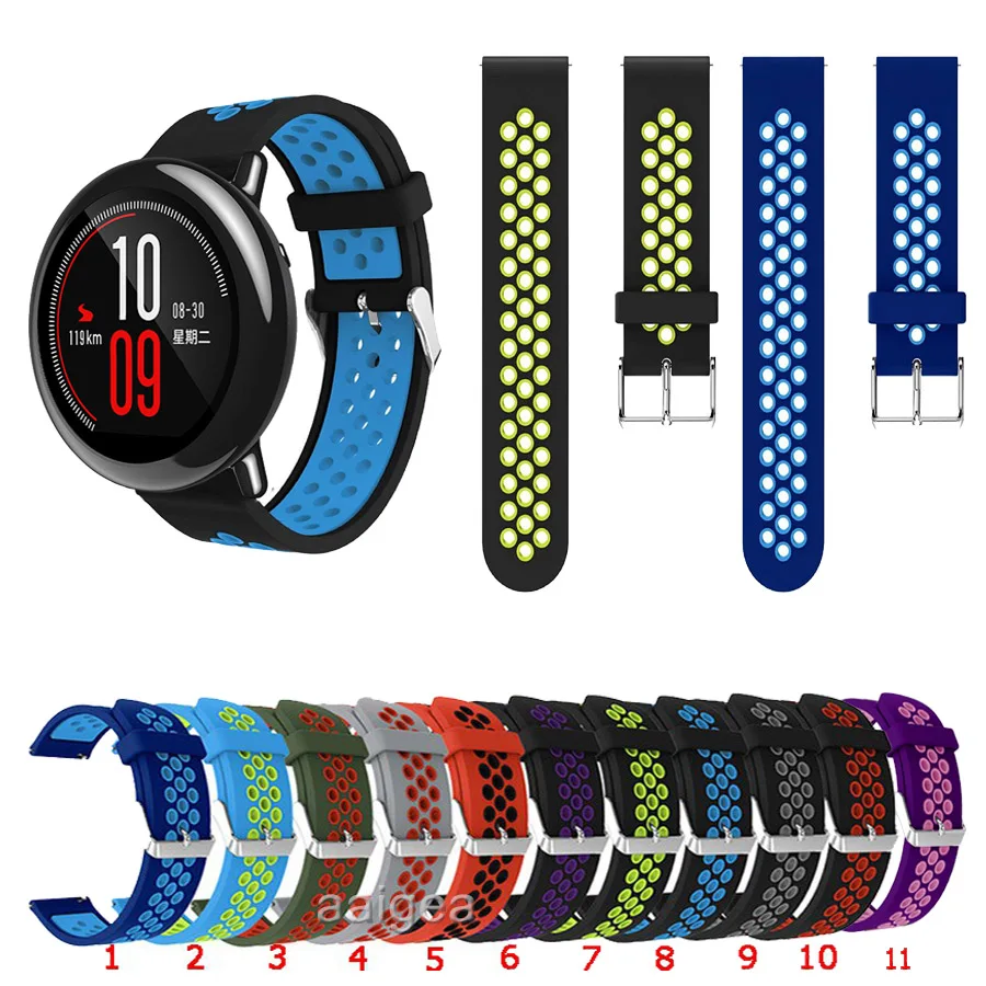 

20 мм/22 мм/Мягкая силиконовая лента замена спортивный ремешок для Xiaomi Huami Amazfit темп для Huami GTR 2 GTR 47 мм/Stratos 2 2S 3 ремень