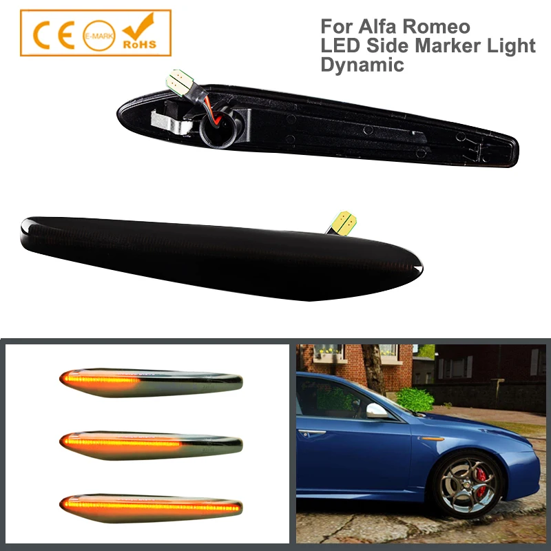 

2Pcs Dynamic LED Side Marker Turn Signal Light For Alfa Romo 159 typ 939 Sportwagon 2006-2011 Boera Spider 2005-2011