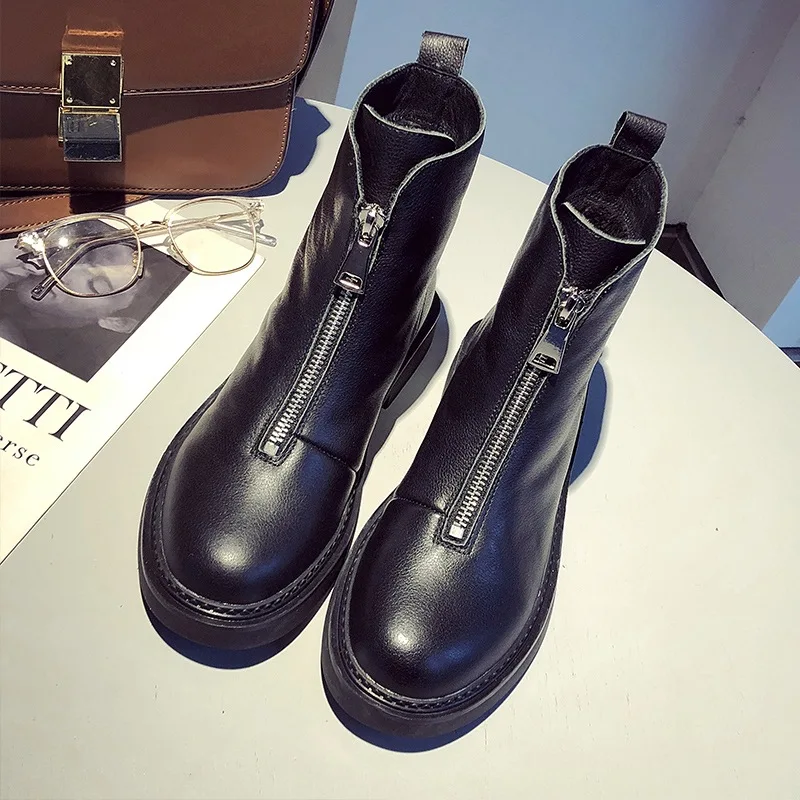 Женские кожаные ботинки-мартинсы повседневные зимние мягкие теплые 2020 | Обувь