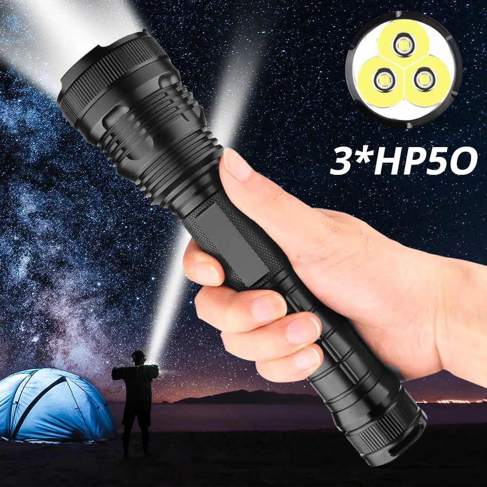 Водонепроницаемый светодиодный фонарик XHP70.2 самый мощный фонарь онарик 3 * XHP50 с