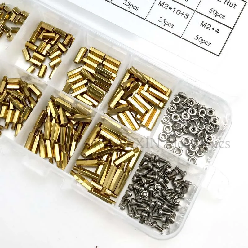 300Pcs/M2 PCB Threaded Female Brass Standoff Spacer Board Hex Screws Nut Assortment Box kit set | Обустройство дома