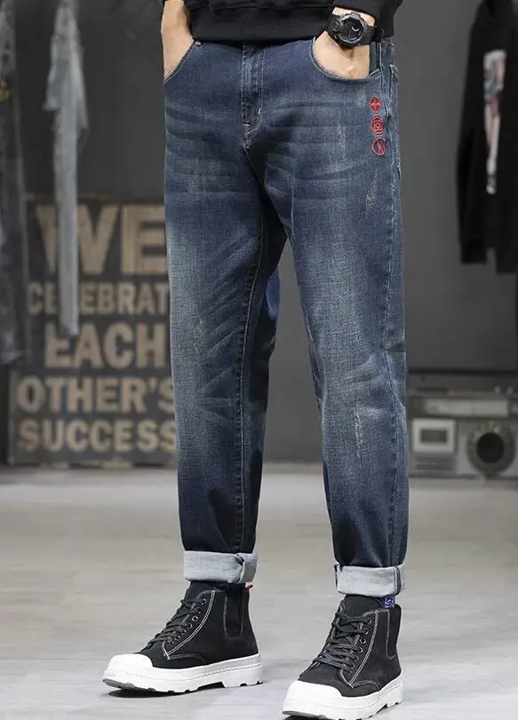 Men's Jeans Classic Style Business Casual Advanced Stretch Denim Trousers Feet Pants Male Baggy Jeans Size 30-46