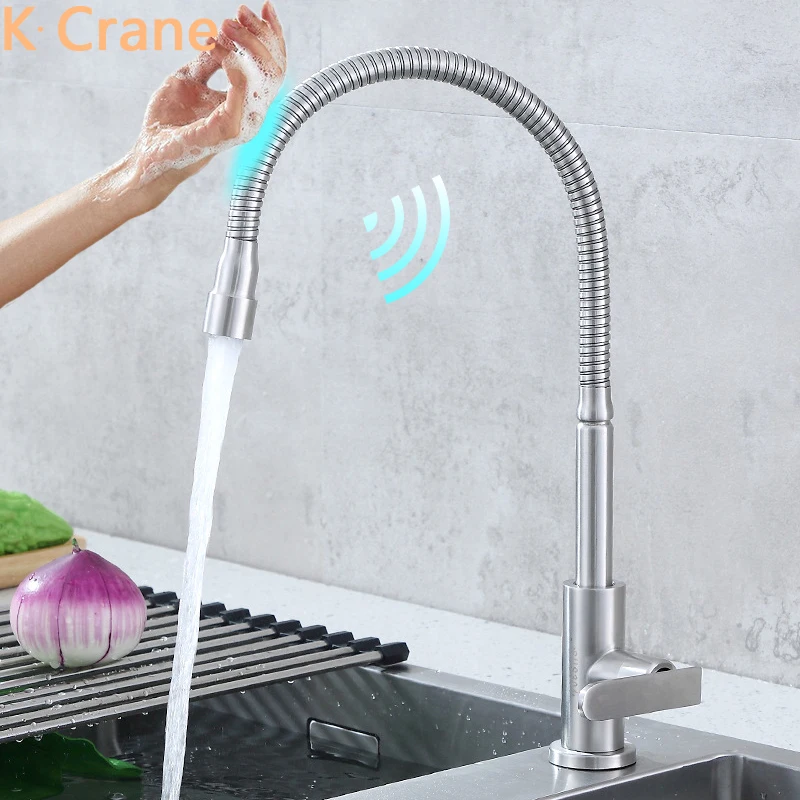 Гибкий сенсорный кран для кухонной раковины с сенсорным сенсором одноместный