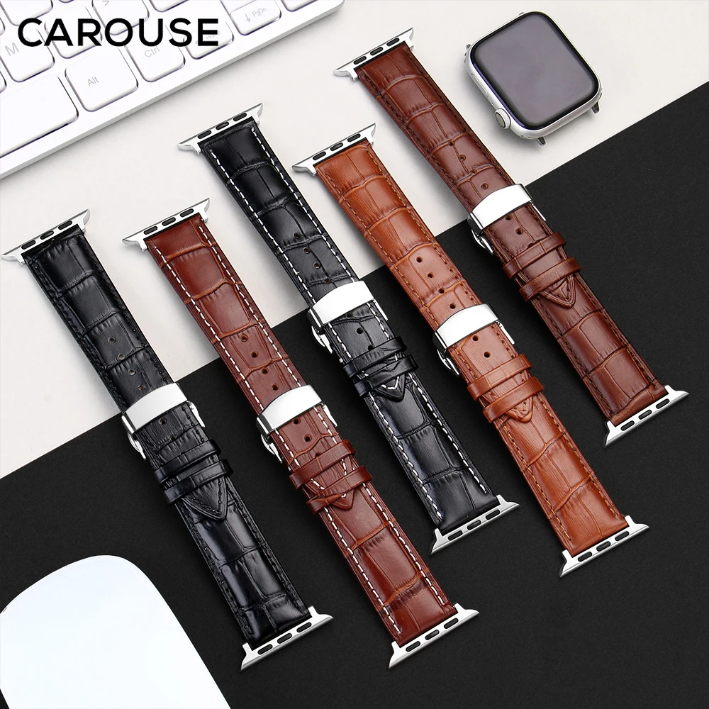 Ремешок для часов Carouse из натуральной коровьей кожи для Apple Watch, ремешок 38 мм, 42 мм, серия 4/3/2/1 iwatch, ремешок для Apple Watch, браслет 40 мм, 44 мм