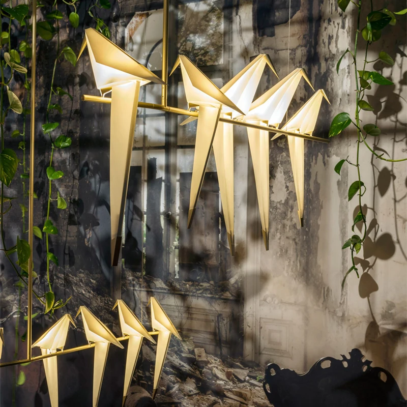 Бумажная люстра с птицами для столовой бара кухни островка искусство Декор