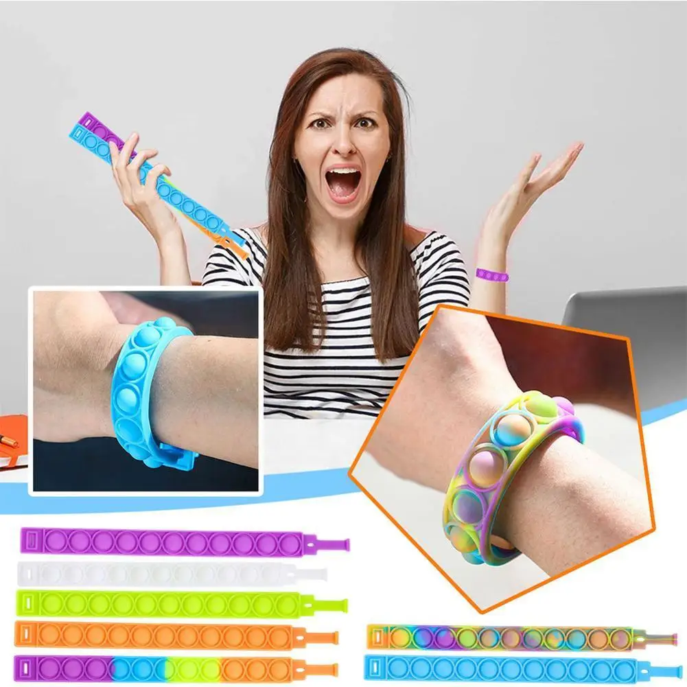 

Dimple Bracelet Toy Stress Relief Hand Fidget It Toy Soft Silicone Wristband Portable Press Decompression Toy