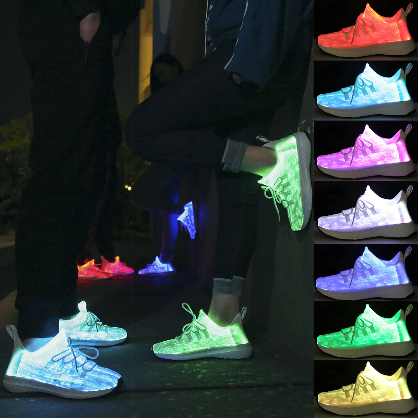 Большой Size25-46 Led волоконно-оптический обувь для девочек и мальчиков; размеры Для мужчин Для женщин USB зарядки светящиеся кроссовки, мужская легкая обувь на шнуровке Обувь для стрит-данса