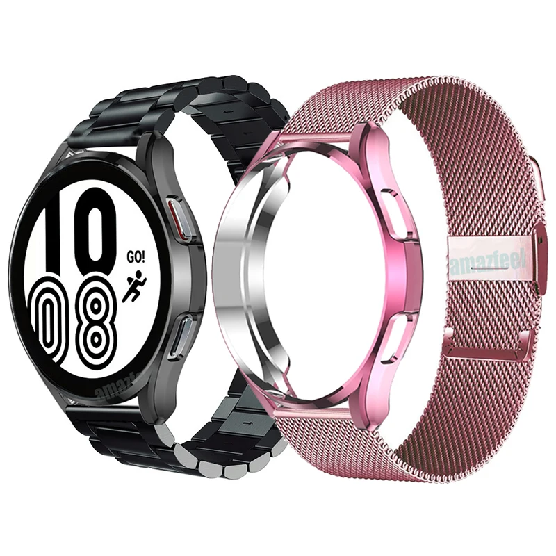 

Металлический ремешок для Samsung Galaxy Watch 4 Classic 42 мм 46 мм, защита для экрана, ударопрочный бампер, рамка, защитный чехол