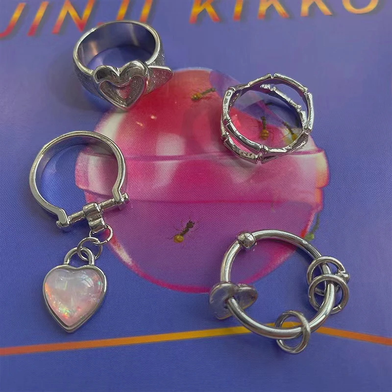 

Fashion Trendy Metal Geometry Circular Punk Rings for Women Ladies Finger Accessories Buckle Joint Tail Ring Women Jewelry