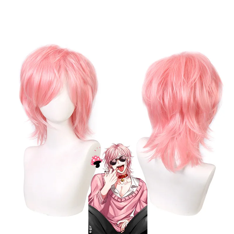 

Anime Yarichin Bitch Bu Club Ayato Yuri Pink Short Cosplay Wig Cosplay Halloween Role Playing + Wig Cap