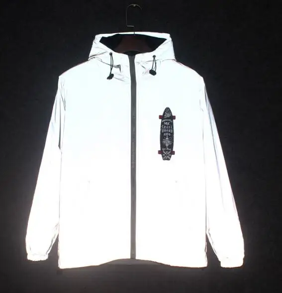 Zogaa 2019 Spring/autumn Men Windbreaker Reflective Jacket Casual Hip Hop Jackets and Coats with Funny Logos Designed Streetwear |