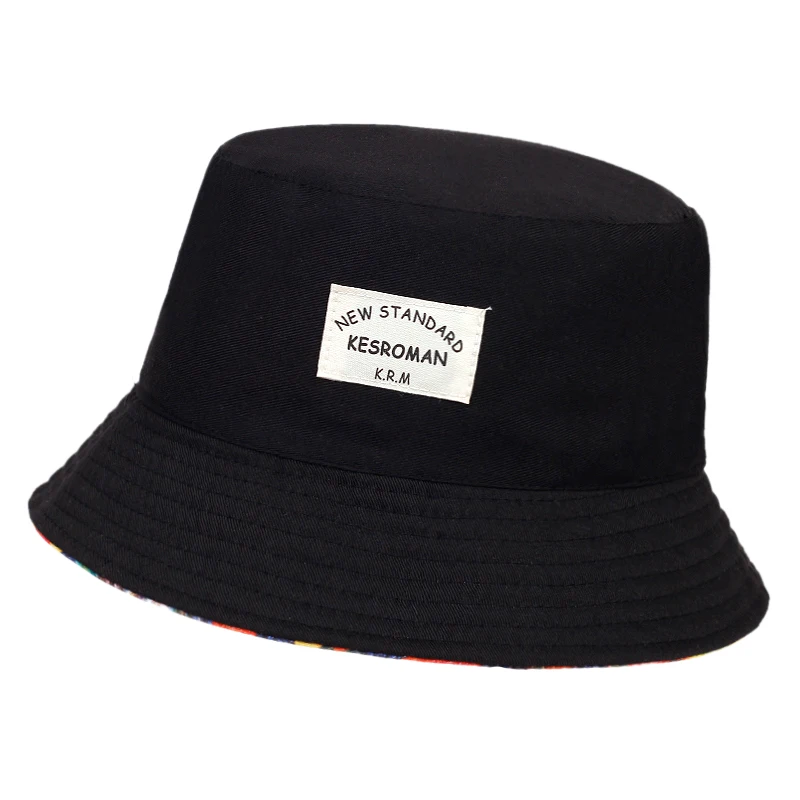 

Fashion cotton bucket hat Autumn Double-sided wearable Panama Hat Women Men Harajuku Hip Hop Bucket Cap Foldable Fisherman Hats