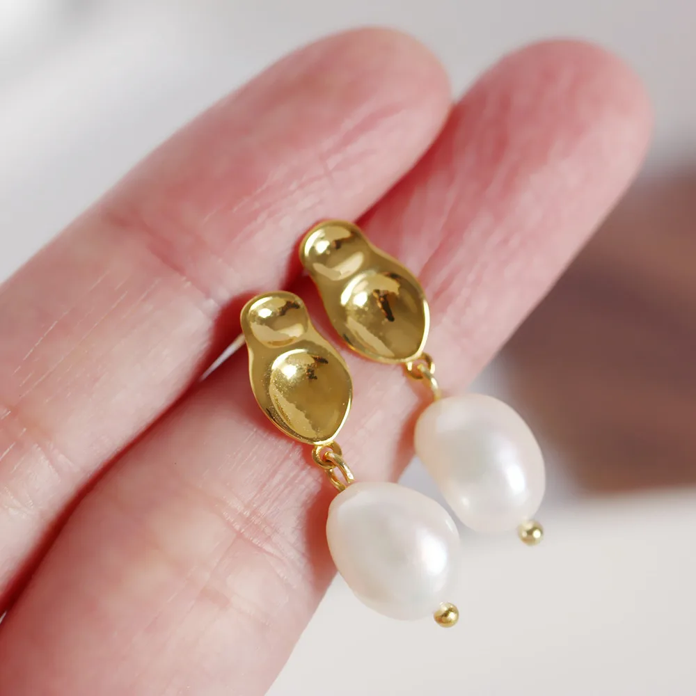 

Аутентичные висячие серьги с жемчугом в стиле барокко, серебряный и золотой неровный геометрической формы, очаровательные ювелирные издел...