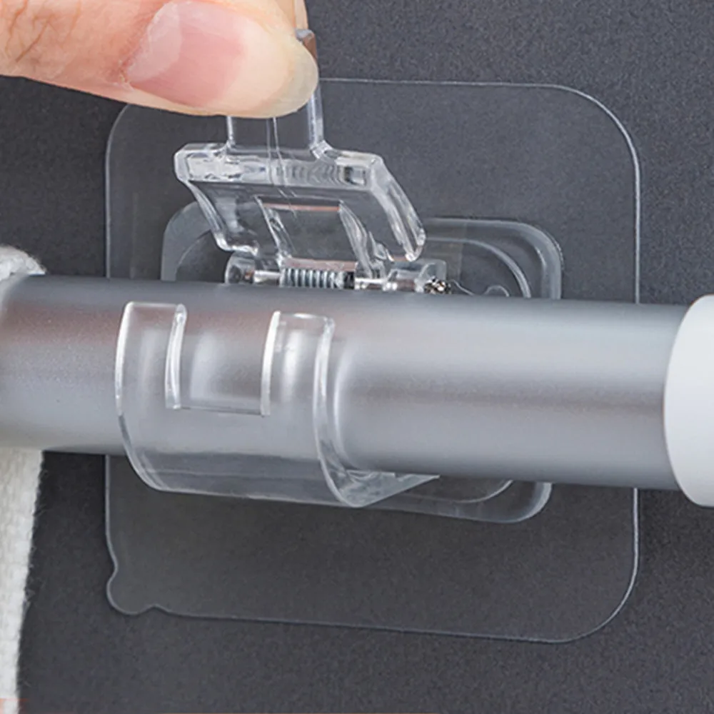

Nail-Free Curtain Rod Holder Adjustable Clamp Hooks Rod Adhesive Wall Curtain Fixed Clip Hanging Rack Hook Bracket Holders