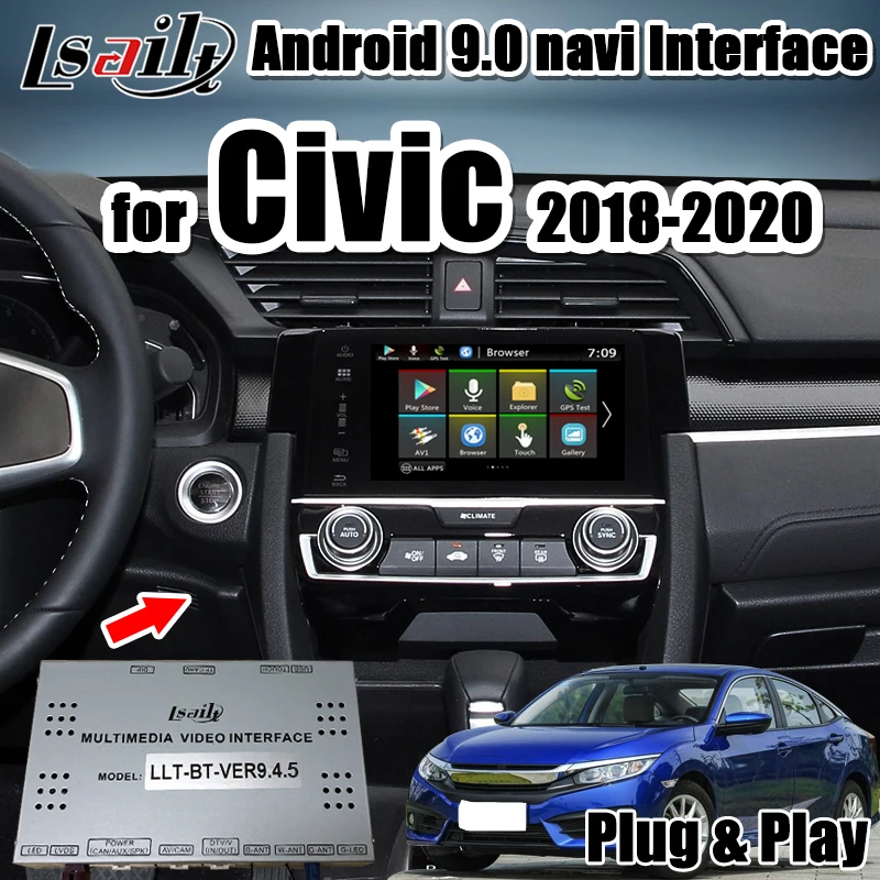 Android 7 1 3G ОЗУ 6-ядерный мультимедийный видеоинтерфейс для Civic Honda 2016-2018 года с GPS