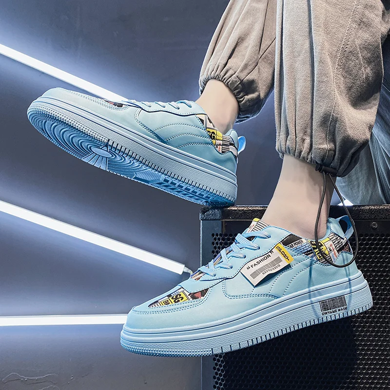 

2021 New Trend Men's Vulcanize Shoes School Leather Breathable Men's Casual Shoes Outdoor Walking Light Men's Flat Shoes39-44