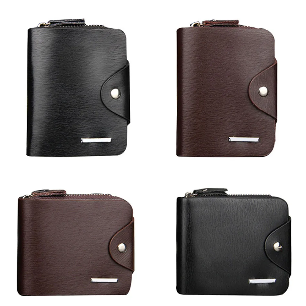

Hot Selling Fashion Men Short Purse PU Leather Solid Color Zipped Hasp Clutch Money Bag Man Casual Wallet Card Holder