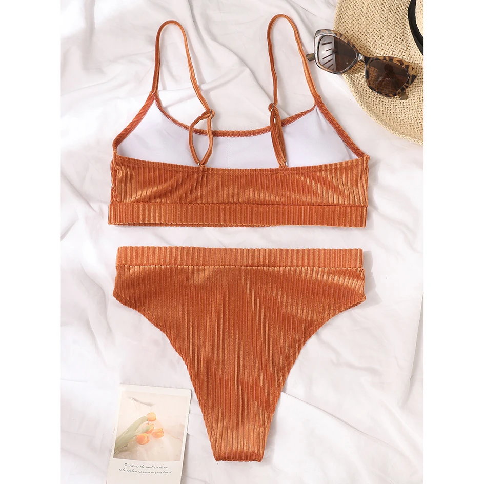 

High Waist bikinis 2021 mujer Swimwear Woman Swimsuit Female Sexy Rib Brazilian Push Up Bikini Set Bathing Suit Women Beach Wear