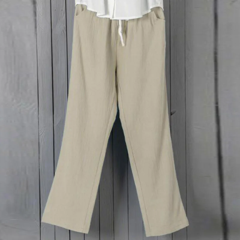 

Женские спортивные штаны, однотонные, из хлопка и льна, с карманами, с эластичной талией, зауженные, в стиле Харадзюку, осень-весна, 2021