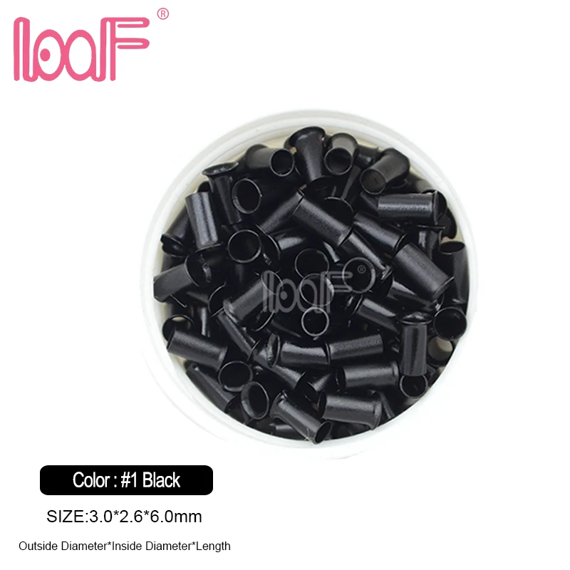 LOOF 10000pcs 3.0mmx2.6mmx6.0mm copper microring bead tube tools for Hair Extensions 5 Colors Available | Шиньоны и парики